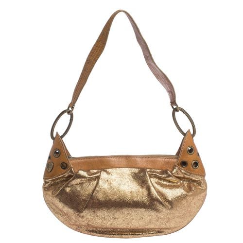 Moschino Gold Iridescent Leather Shoulder Bag - Moschino - Modalova