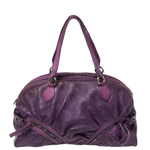 Moschino Purple Crinkled Patent Leather Double Zip Pocket Duffel Bag - Moschino - Modalova