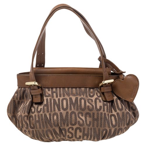 Moschino Brown Monogram Canvas And Leather Tote - Moschino - Modalova