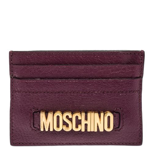 Moschino Purple Leather Logo Card Holder - Moschino - Modalova