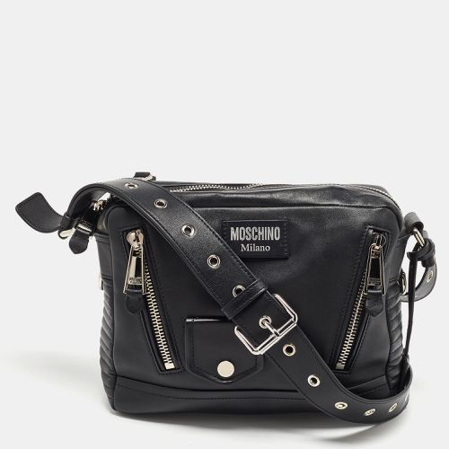 Moschino Black Leather Multi Zip Shoulder Bag - Moschino - Modalova