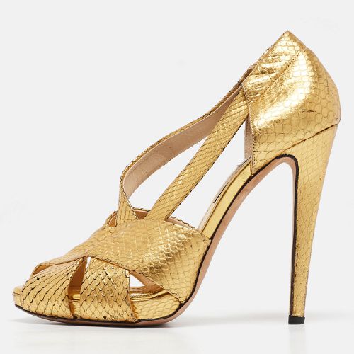 Python Embossed Leather Peep Toe Pumps Size 40 - Moschino - Modalova