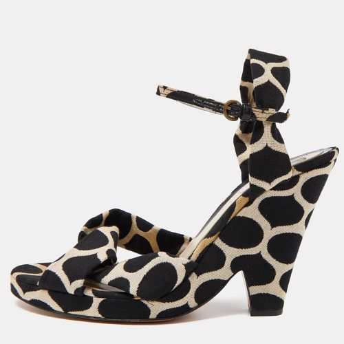 Moschino Black/White Printed Canvas Ankle Strap Sandals Size 38 - Moschino - Modalova