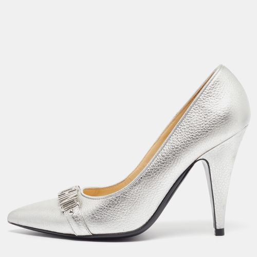 Moschino Silver Leather Classic Logo Pumps Size 40 - Moschino - Modalova