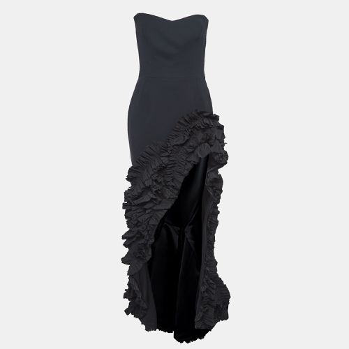 Maticevski Black Crepe Ruffled Asymmetric Gown M - Maticevski - Modalova