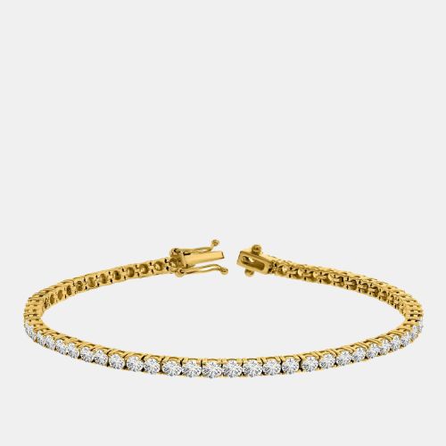 Cts Brilliant Round Lab Grown Diamond 14K Solid Yellow Gold 7" Tennis Bracelet - Mauli Jewels - Modalova