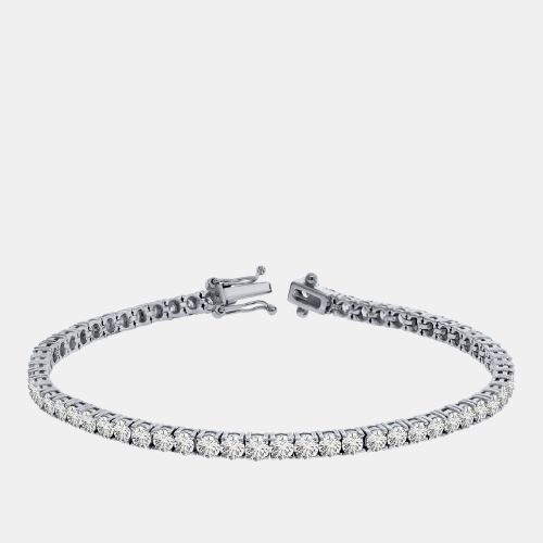 Cts Brilliant Cut Round Lab Grown Diamond 14K Solid White Gold 7" Tennis Bracelet - Mauli Jewels - Modalova