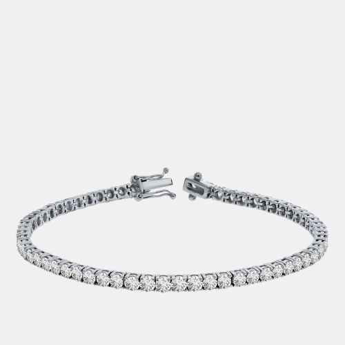 Cts Brilliant Cut Round Lab Grown Diamond 14K Solid White Gold 7" Tennis Bracelet - Mauli Jewels - Modalova