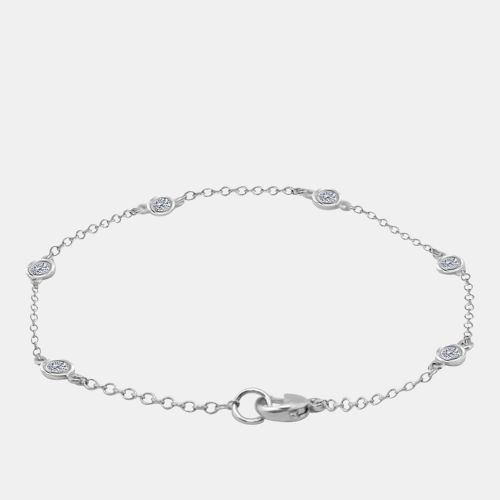 K White Gold Chain With Bezel-Set Diamond Station Bracelet - Mauli Jewels - Modalova