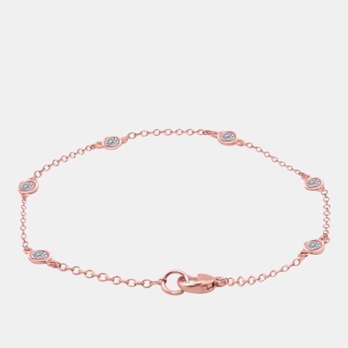 K Rose Gold Chain With Bezel-Set Diamond Station Bracelet - Mauli Jewels - Modalova