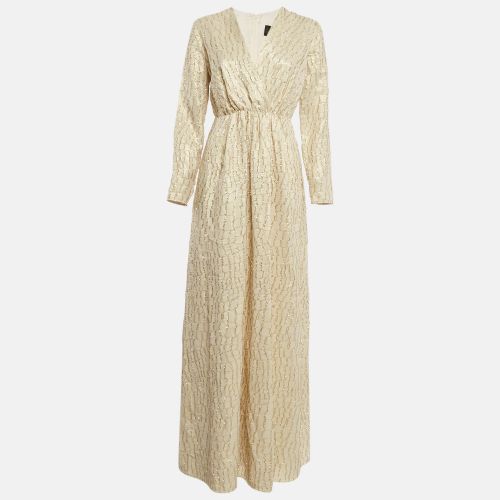 Max Mara Cream Brocade Fil-Coupe Zeda Maxi Dress S - Max Mara - Modalova