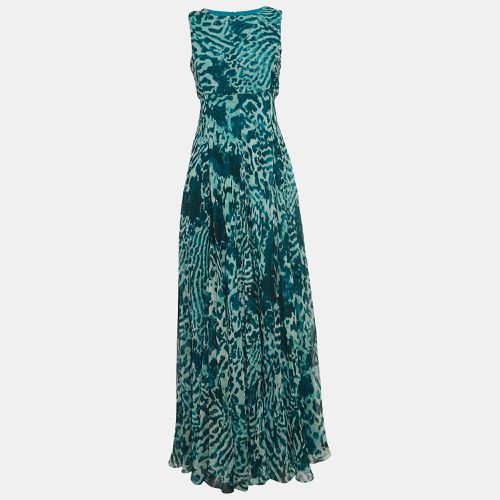 Max Mara Green Animal Printed Silk Sleeveless Maxi Dress S - Max Mara - Modalova