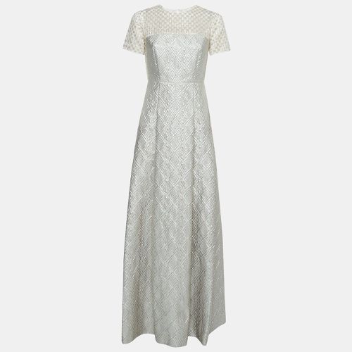 Max Mara Metallic/Light Blue Jacquard Gown S - Max Mara - Modalova