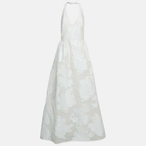 Max Mara White Lurex Jacquard Halter Neck Ermione Gown L - Max Mara - Modalova