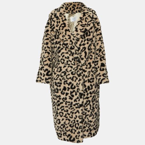 Max Mara Pale Beige Leopard Print Alpaca Wool Teddy Bear Coat L - Max Mara Sfilata - Modalova