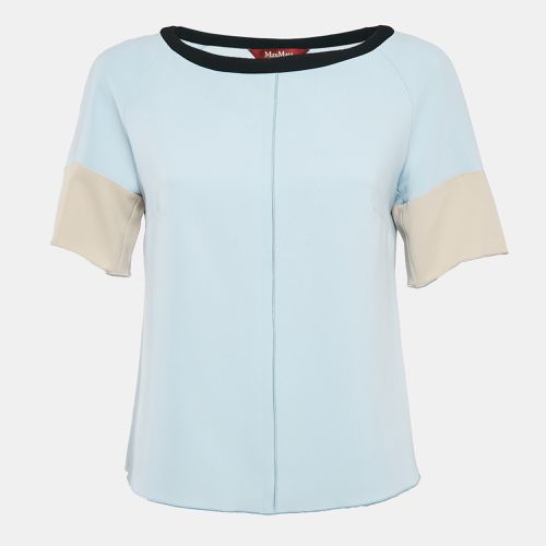 Contrast Trim Crepe Short Sleeve Blouse M - Max Mara Studio - Modalova