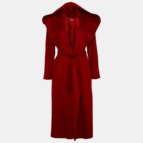 Max Mara Studio Red Cashmere Open Front Hooded Long Coat S - Max Mara Studio - Modalova