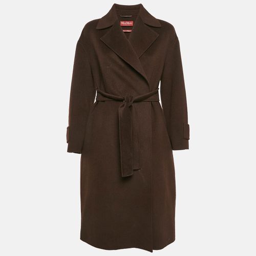 Max Mara Studio Brown Virgin Wool and Cashmere Open Front Belted Long Coat S - Max Mara Studio - Modalova