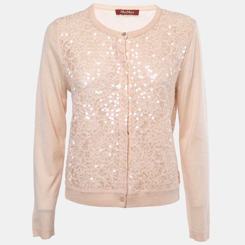 Max Mara Studio Peach Lace Sequin Paneled Cardigan S - Max Mara Studio - Modalova