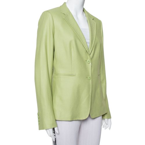 Light Wool & Silk Button Front Blazer L - Max Mara - Modalova