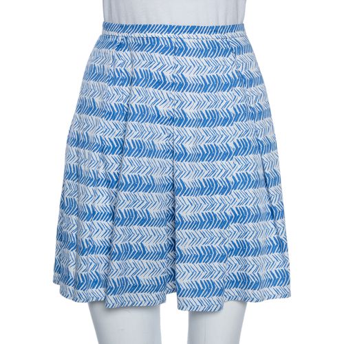 Weekend Max Mara White/Blue Printed Cotton Pleated Mini Skirt XS - Weekend Max Mara - Modalova