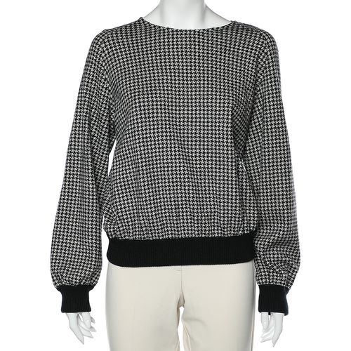 Max Mara Grey Houndstooth Patterned Wool Sweatshirt M - Max Mara - Modalova