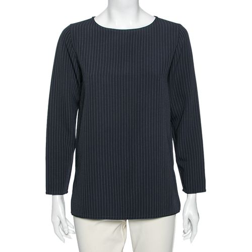 Max Mara Navy Blue Pinstripe Crepe Top M - Max Mara - Modalova