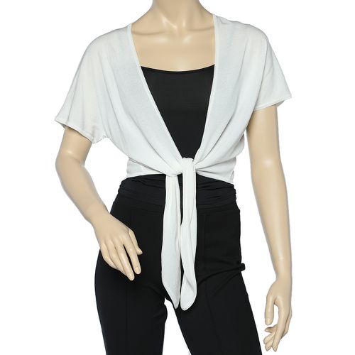 Max Mara White Knit Front Tie Detail Short Shrug XL - Max Mara - Modalova