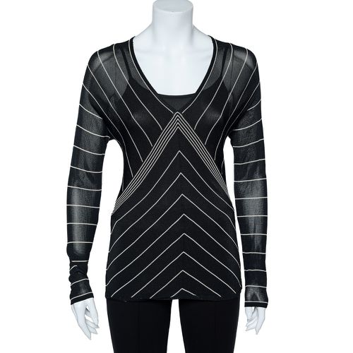 Max Mara Back Stripe Pattern Knit V-Neck Top M - Max Mara - Modalova