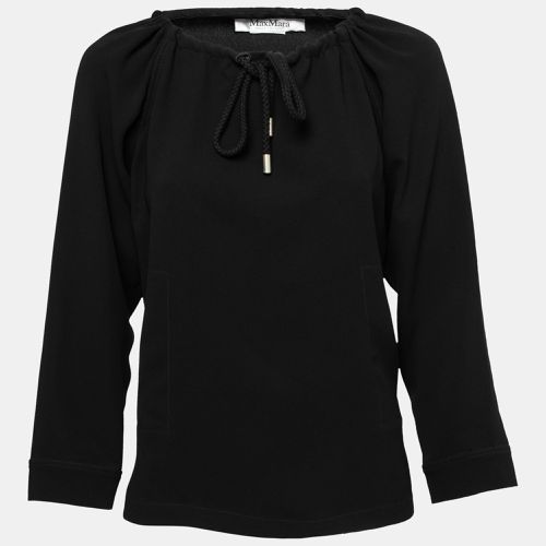 Max Mara Black Crepe Drawstring Detail Pocketed Blouse M - Max Mara - Modalova