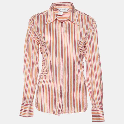 Max Mara Multicolor Striped Cotton & Silk Button Front Shirt M - Max Mara - Modalova