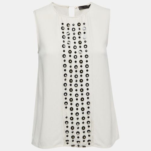 Max Mara Cream Embellished Crepe Sleeveless Top S - Max Mara - Modalova