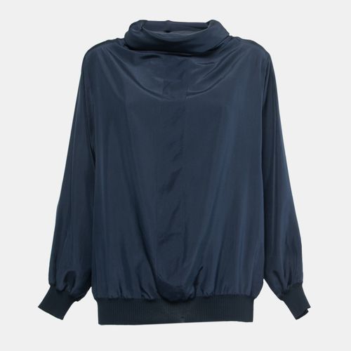 Max Mara Navy Blue Silk Oversized Turtleneck Top XS - Max Mara - Modalova