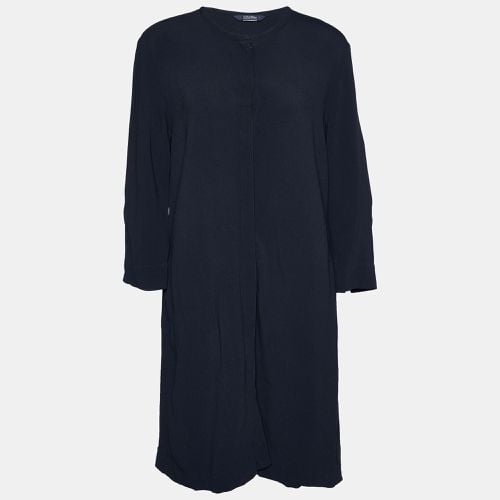 S'Max Mara Navy Blue Crepe Button Front Shirt Midi Dress M - S'Max Mara - Modalova