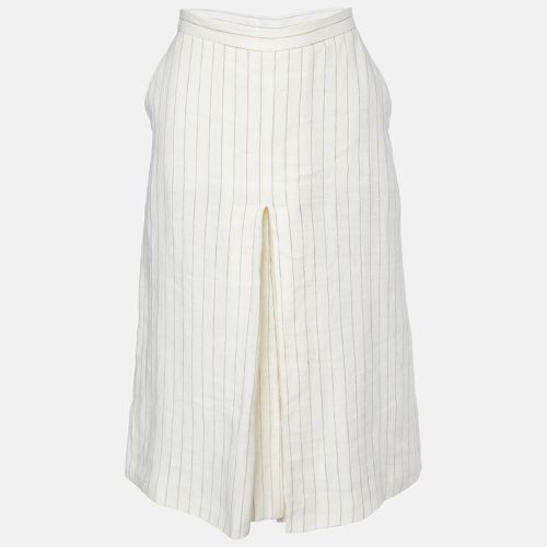 Off White Striped Linen Pleated Culottes M - Max Mara - Modalova