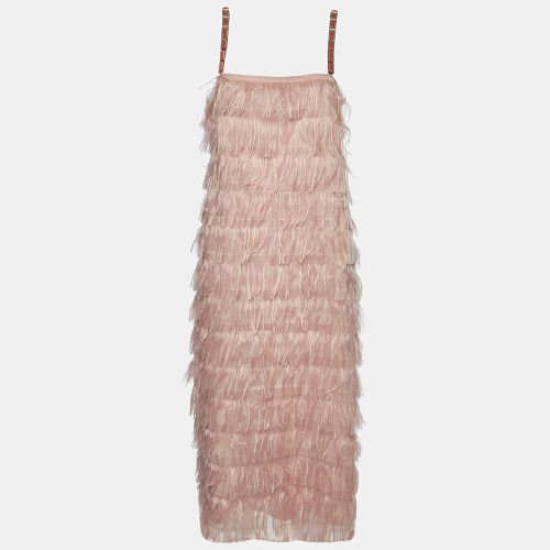 Max Mara Pink Synthetic Feather Tiered Midi Dress M - Max Mara - Modalova