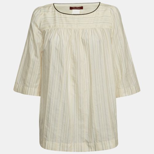 Max Mara Cream Lurex Stripe Cotton Blend Blouse S - Max Mara - Modalova