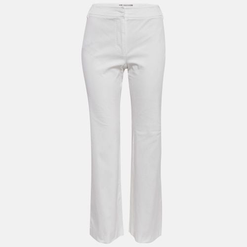 Max Mara White Cotton Straight-Leg Trousers M - Max Mara - Modalova