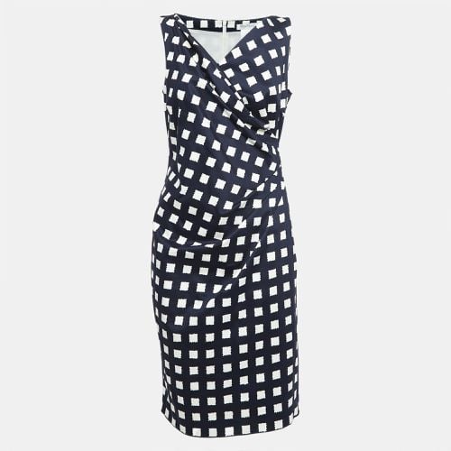 Max Mara Navy Blue Printed Stretch Cotton Midi Dress S - Max Mara - Modalova