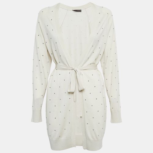 Max Mara Off White Embellished Knit Open Front Cardigan M - Max Mara - Modalova