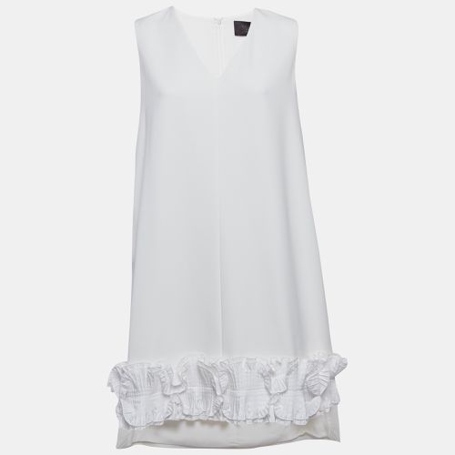 Max Mara White Crepe Ruffled Hem Sleeveless Tunic Top L - Max Mara - Modalova