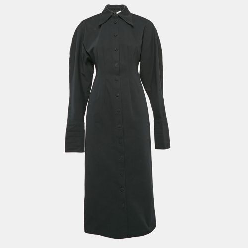 Max Mara Black Gabardine Button Front Midi Dress S - Max Mara - Modalova