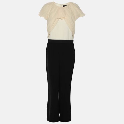 Max Mara Cream/Black Fabric Short Sleeve Belted Jumpsuit M - Max Mara - Modalova