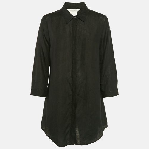 Max Mara Black Linen Long Sleeve Tunic Shirt L - Max Mara - Modalova