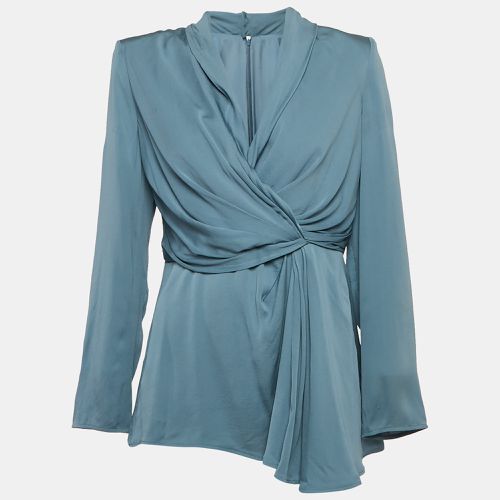 Max Mara Blue Silk Draped Long Sleeve Blouse M - Max Mara - Modalova