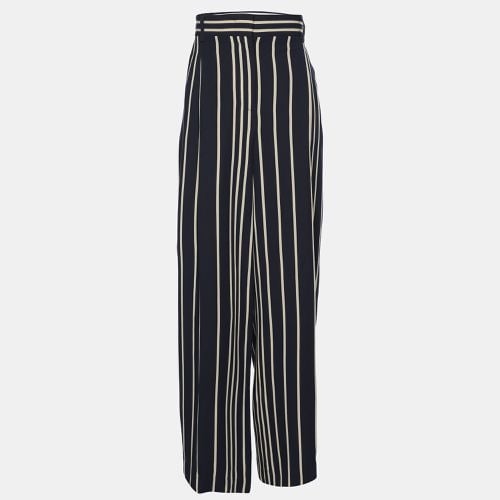 Max Mara Navy Blue/White Striped Wide Leg Trousers S - Max Mara - Modalova