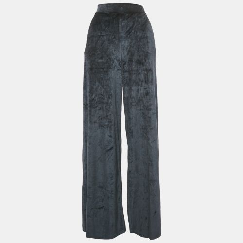 Max Mara Navy Blue Velvet Knit Wide Leg Pants M - Max Mara - Modalova