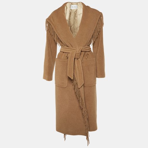 Max Mara Brown Camel Wool Fringed Wrap Coat S - Max Mara - Modalova