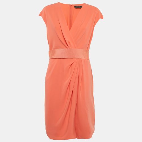 Max Mara Orange Crepe Belted Short Dress L - Max Mara - Modalova