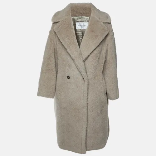 Greige Alpaca & Wool Double Breasted Teddy Coat M - Max Mara - Modalova